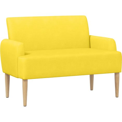 Sofá amoroso con botones acolchados Amarillo Claro Tela de Pana vidaXL (1/5)