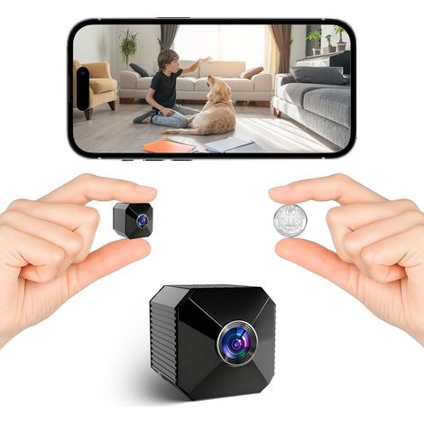 Mini caméra de sécurité sans fil 4K - Autonomie de 6 heures - Vision nocturne sans reflets - Notifications de mouvement - Double stockage - Caméra nounou compacte pour la maison et le bureau (1/5)