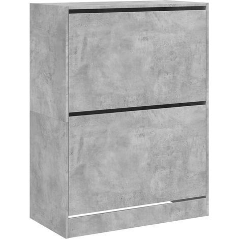 Maison Exclusive - Scarpiera 2 Cassetti Ribaltabili Grigio Cemento 80x42x108 cm