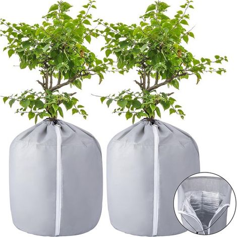 Protezione invernale per vasi da esterno - Copertura invernale riutilizzabile per piante in vaso 50x45cm grigia (1/2)