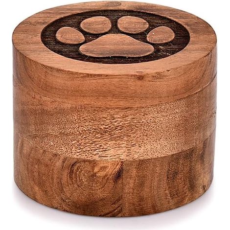 Urna decorativa in legno di acacia per sepoltura e cremazione. Urna per animali domestici (cani e gatti) (889 cm x 889 cm x 635 cm) (1/5)