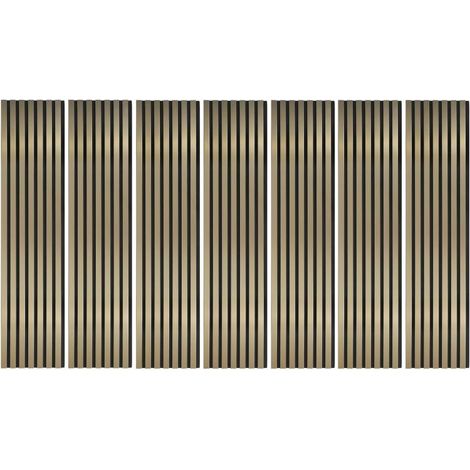 Decoon – Lot de 7 panneaux décoratifs muraux en MDF gold – Tête de lit 120 x 30 x 1,9 cm – Finition feutrine noire – Design acoustique moderne (1/5)