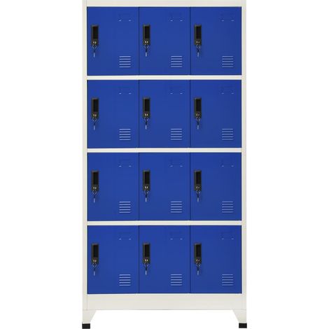 Armoire à casier Vestiaire Rangements Gris et bleu 90x45x180 cm Acier -14846 (1/5)