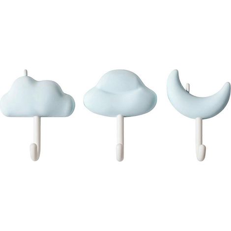 Lot de 3 crochets muraux adhésifs – Sans per age, haute résistance pour serviettes salle bain, cuisine et parapluie - Blue (1/5)