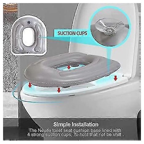 Coussin de siège de toilette gonflable, coussin en forme de beignet surélevé, siège de toilette réglable en hauteur, coussin de soutien pour chaise percée en PVC pour adultes, seniors, personnes âgées (1/2)