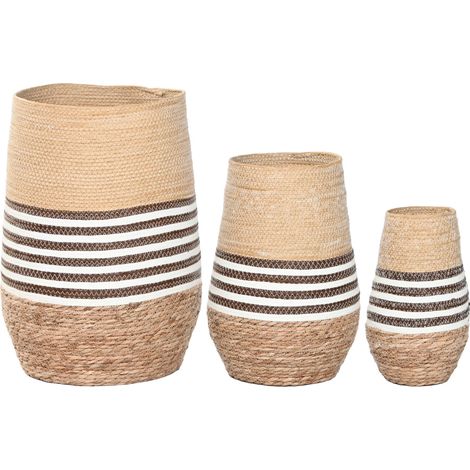 Macetero Set 3 Fibra Trenzada 31X31X49 Natural (1/4)