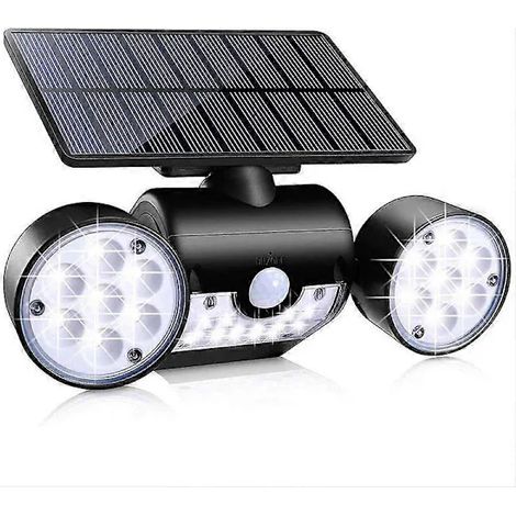 Applique murale solaire, lampes solaires avec détecteur de mouvement, éclairage de chemin, garage, extérieur, jardin, applique murale à trois têtes