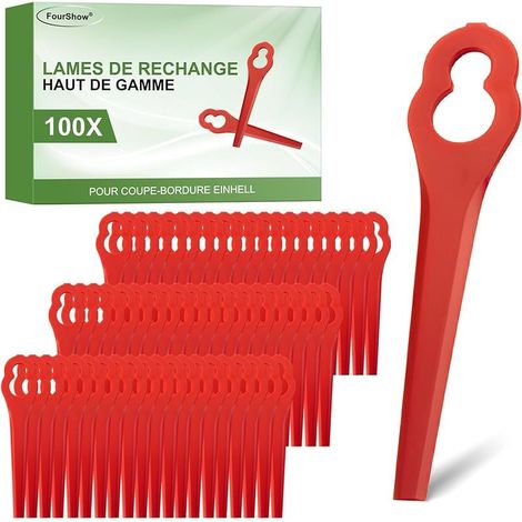 100Pcs PA6 Lames compatible pour Einhell Coupe-Bordures GE-CT 18 Li, GC-CT 18/24 Li, BG-CT 18 Li, RG-CT 18 Li,Lames de Rechange Plastique compatible pour Einhell sans Fil (1/5)