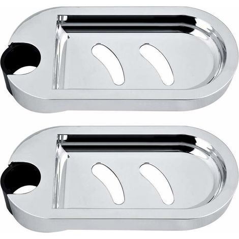Portasapone regolabile per doccia – 2 pezzi in ABS cromato – Compatibile con aste doccia di 25 mm di diametro – Circolazione dell'aria per sapone secco (1/5)