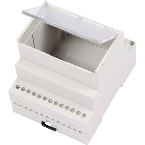 Weltron MR4/A FA TR RAL7035 ABS Contenitore da guida DIN con coperchio trasparente apribile 70 x 90 x 68 ABS Grigio (RA