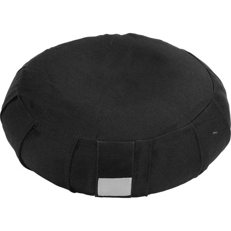 Coussin de méditation en cosses de sarrasin, traversin de yoga, oreiller de sol, housse en coton avec poignée de transport, pour s'asseoir au sol, noir (1/5)
