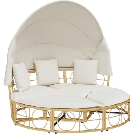 Maison Exclusive - Tumbona cama de jardín con capota y cojines ra