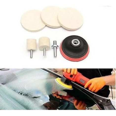 Set mit 7 Polierpads, 7,5 cm - Für Bohrmaschinen - Ideal für Uhrendisplays, Glas, Kunststoffe - Universelle Polierscheiben (1/5)