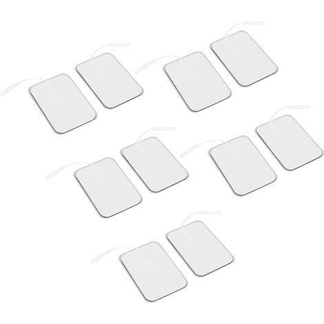 Lot de 10 électrodes rectangulaires auto-adhésives de rechange pour appareil TENS, 2 mm / 0,08 po (1/5)