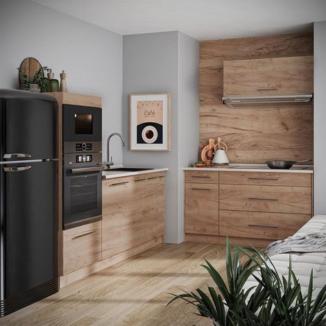 Küchenzeile Fame-Line, Goldkraft Eiche/Goldkraft Eiche, 340 cm, AP Anthrazit, Vicco (1/5)
