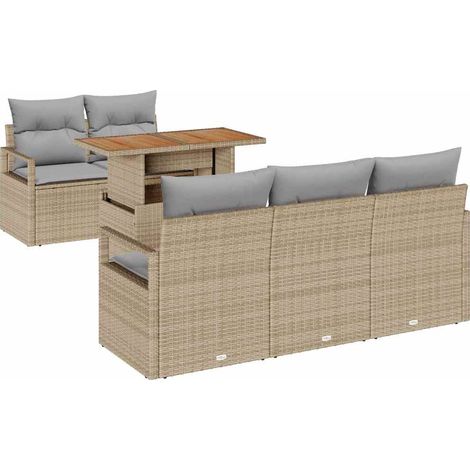 Garden Sofa Set with Cushion Manual 6 pcs Beige and light grey vidaXL