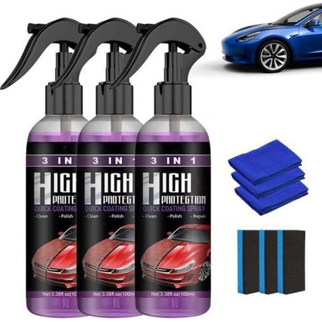 Spray Céramique - Traitement 3 En 1 Pour Nettoyage Restauration Et Brillant Automobile - Pour Pièces En Plastique - 3 x 400 ml (1/5)