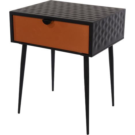 Jupiter 1 Drawer Bedside Cabinet - Metal - L35.8 x W46 x H56.2 cm - Black/Copper - Partially Assembled