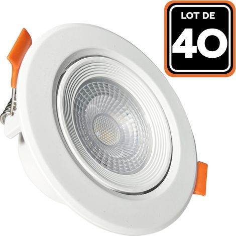 Europalamp – Lot de 40 spots LED encastrables ronds 5W – Blanc chaud 3000K – Économie d'énergie 80% – Installation facile dans faux-plafonds (1/4)