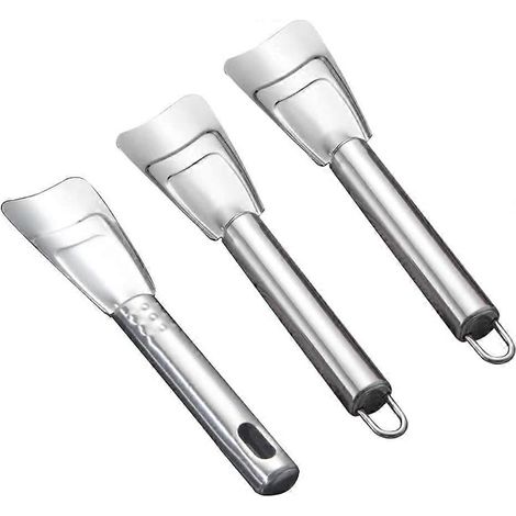 Grattoir à glace 3 pièces pour congélateur, pelle à glace de cuisine en acier inoxydable, accessoire de dégivrage pour réfrigérateur. (1/4)
