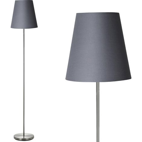 Lampada Piantana da Terra 150cm Design Moderno Paralume E27 60W Tessuto Grigio (1/5)