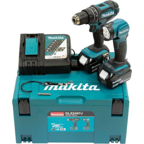 Combopack 2 Werkzeuge 18V LXT (DHP482 + DML815) (2x3.0 Ah) - MAKITA DLX2497J (1/5)