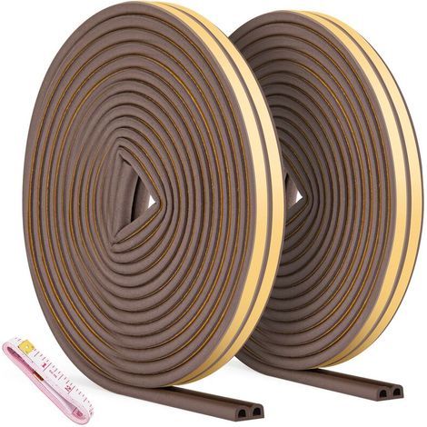 Dichtungsstreifen, 2 Stück, 20 m, selbstklebender Tür-Dichtungsstreifen, D-Profi Tür- und Fenster-Dichtungsstreifen für Wetterschutz/Schallschutz – 9 mm x 6 mm