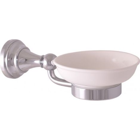Porte-savon rétro MORAVA en laiton chromé et céramique 19x11 x6,45 cm (1/3)