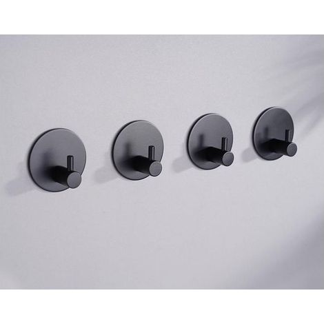 Haken aus Edelstahl 304, nagelfreier Haken (schwarze runde Basis, selbstklebender Haken 4) (1/5)