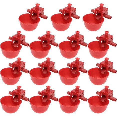 Abreuvoir Automatique pour Poussins Rouge Réglable, Lot de 15 Plastique, Débit Ajustable, pour Pigeons et Animaux, Usage Ferme et Stockage Couleur Aléatoire (1/5)