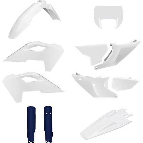 Kit completo de plásticos Polisport para Husqvarna Te Fe 24 25, color blanco y azul.