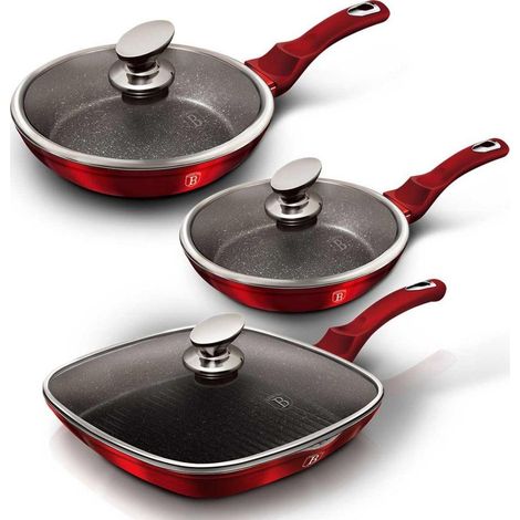 Berlinger Haus Ligne Metallic Bourgogne Ensemble de poêles rouge (1/3)