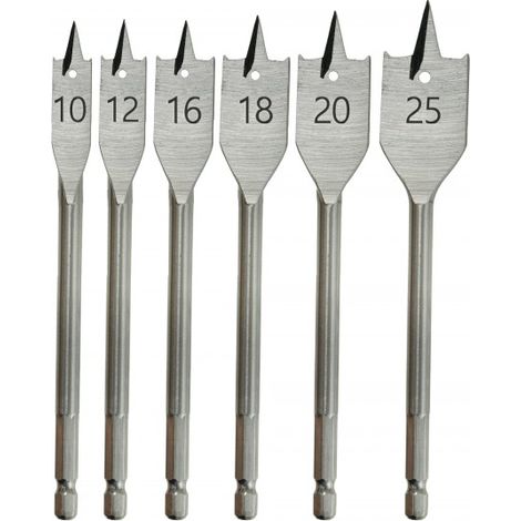 Broca para madera Dedra set 6 piezas 10-25 mm puntas afiladas (1/2)