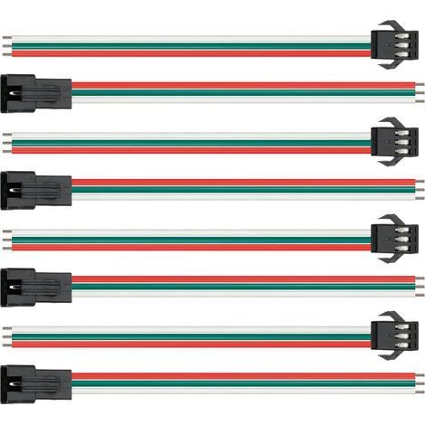 4 Paires de 3 Pin Connecteur Bande LED RGB pour JST SM, Câble 22AWG 15 cm avec Prise 4 PCS Mâle et 4 PCS Femelle, 3 Broches Connecteur LED Strip Compatible avec WS2812B WS2811 SK6812 (1/5)
