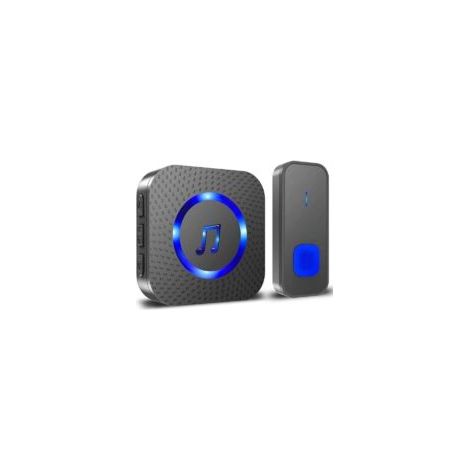 Trimec – Sonnette sans fil IP55 étanche – Portée 400m – 55 mélodies – Volume réglable jusqu'à 110 dB – Installation facile avec vis ou adhésif (1/4)