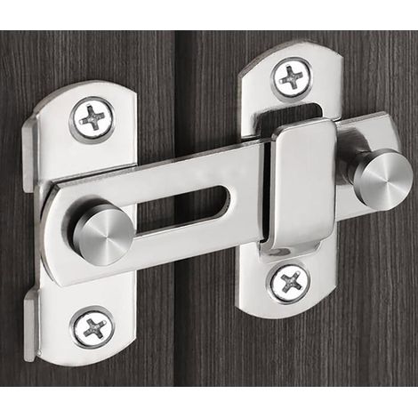 Loquet inox pour porte coulissante 180°, 10 cm, argent, pour porte de grange, fenêtre et armoire (1/5)