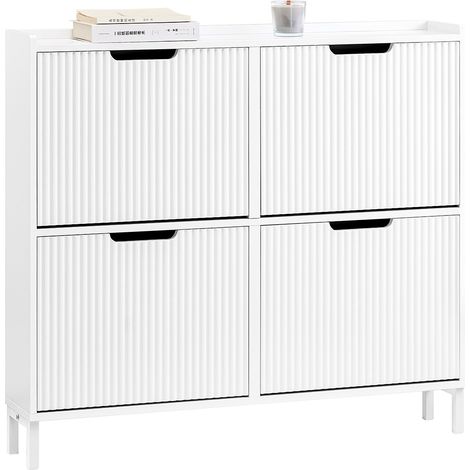 Zapatero Estrecho con 4 Solapas Organizador para Zapatos de Entrada 100 x 19 x 91 cm Blanco FSR177-L-W SoBuy ES (1/5)