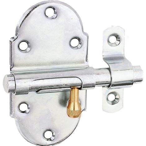 Verrou à grenailles avec bouton en laiton électro-galvanisé passivé à couche épaisse plaque 45 x 85 mm Ø du boulon 10 mm kit de 10