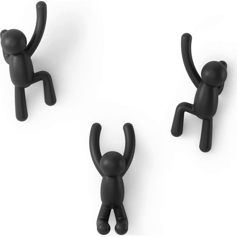 Mömax Kleiderhaken Männchen Schwarz, 3er Set (1/4)