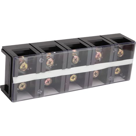 Bornier à vis double rangée haute intensité avec couvercle en polycarbonate pour distribution d'alimentation d'éclairage 200 A 600 V 5 positions (2005)