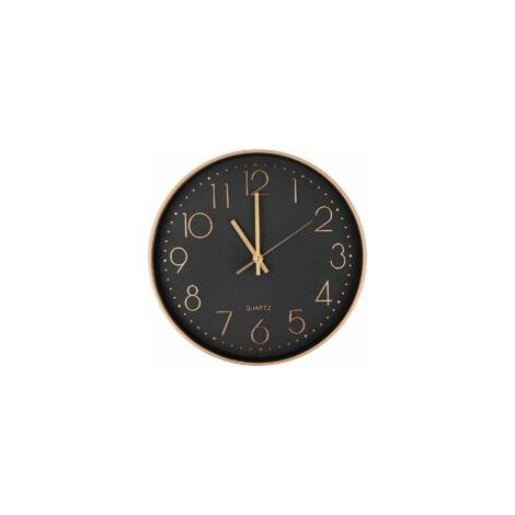 Reloj de pared moderno silencioso de cuarzo de 25 cm, redondo con números grandes (oro rosa)