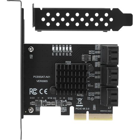 Carte d'extension PCIE vers disque dur SATA3.0 à 6 ports, adaptateur Hub d'interface 6G PCIE3.0 GEN3 4X (1/5)