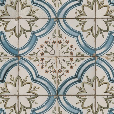Carrelage Vintage effet Carreau ciment Bleu Thera 45x45x0,95 cm Azoria - Sol et mur intérieur (vendu par carton de 1 m²) - RO'MA CARRELAGE