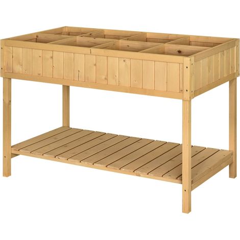 Hochbeet 8 Fächer Pflanztisch Blumenkasten Tannenholz 1 Ablage + Abfluss