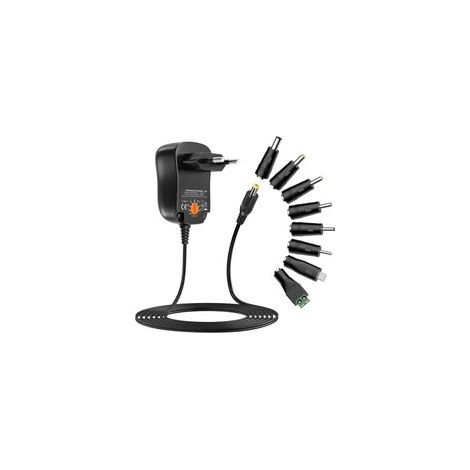 12W Adaptateur Secteur Universel AC à DC 3V 4.5V 5V 6V 7.5V 9V 12V 1A Transformateur d'alimentation à Découpage avec 8 Connecteurs DC pour électroniques Ménagers, 1000mA Max Ikodm