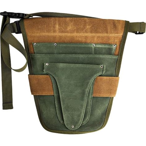 (Grün und braun) Praktischer Gartenwerkzeuggürtel mit mehreren Taschen für Gartengeräte im Freien (1/5)