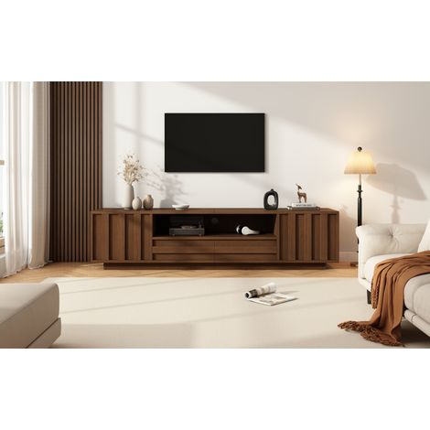 TV-Board 180 x 40 x 45 cm, MDF Nussbraun, 2 Schubladen, Wohnzimmer – MEUBLIV (1/5)