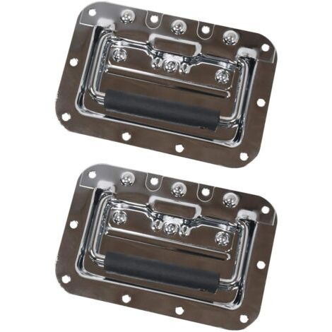 Lot de 2 poignées pliantes - Plateau encastrable - Ressort -16 x 10,7 cm - Argent