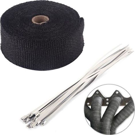 10M Bande thermo-isolant Moto + 10 Colliers Collecteur échappement PR Tuyeau Manifold protection thermique - XY FR (1/4)