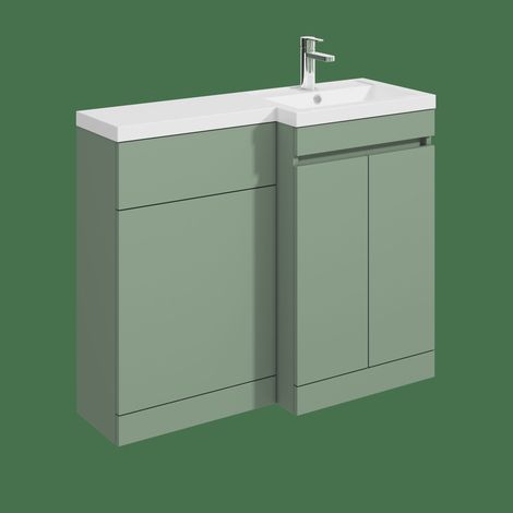 Balterley Tean 1000mm Floor Standing Compact Unit with Right Hand Polymarble Basin - Green